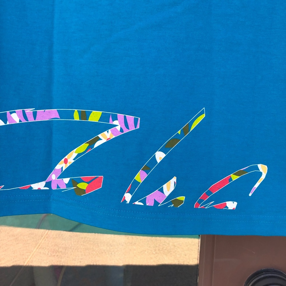 Island Snow Turquoise Blue Hawaiian Bond Girl Silhouette Tee S - Picture 6 of 10